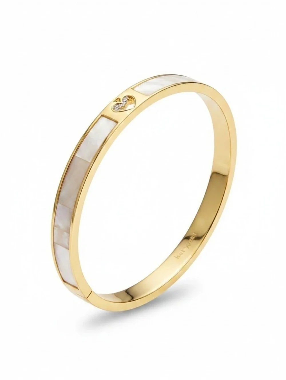 kate Spade NWT  Gold Tone Bangle with White Inlay and Spade Accent